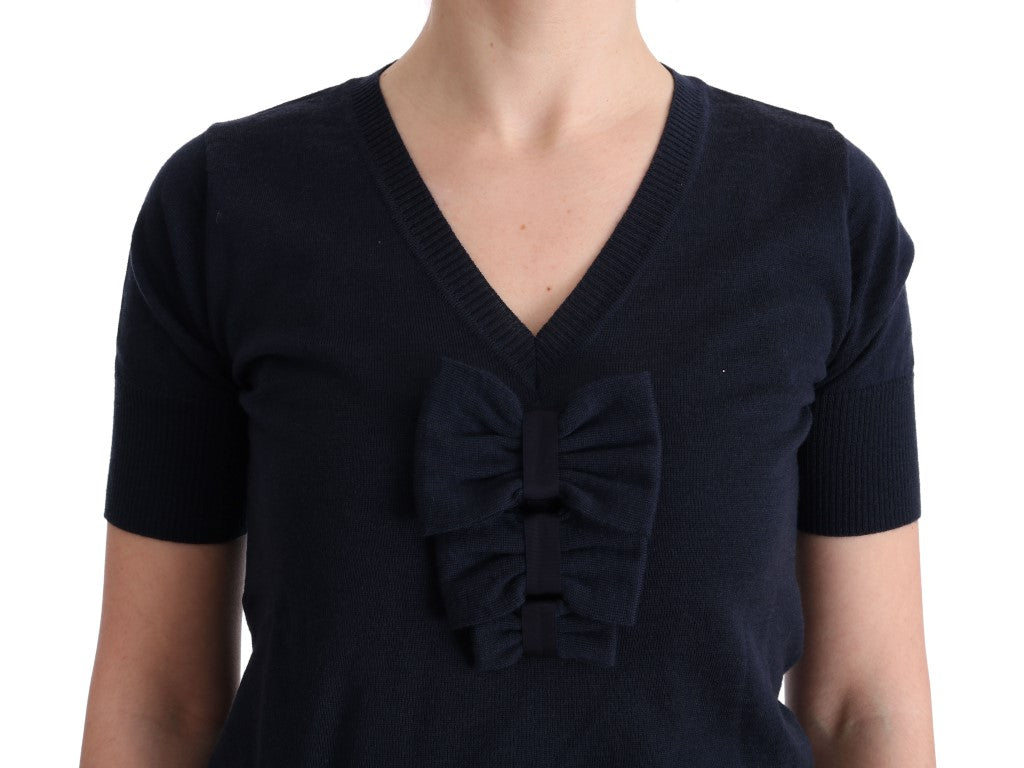 MARGHI LO' Women's Blue 100% Lana Wool Top – Luxury Italian Knitwear