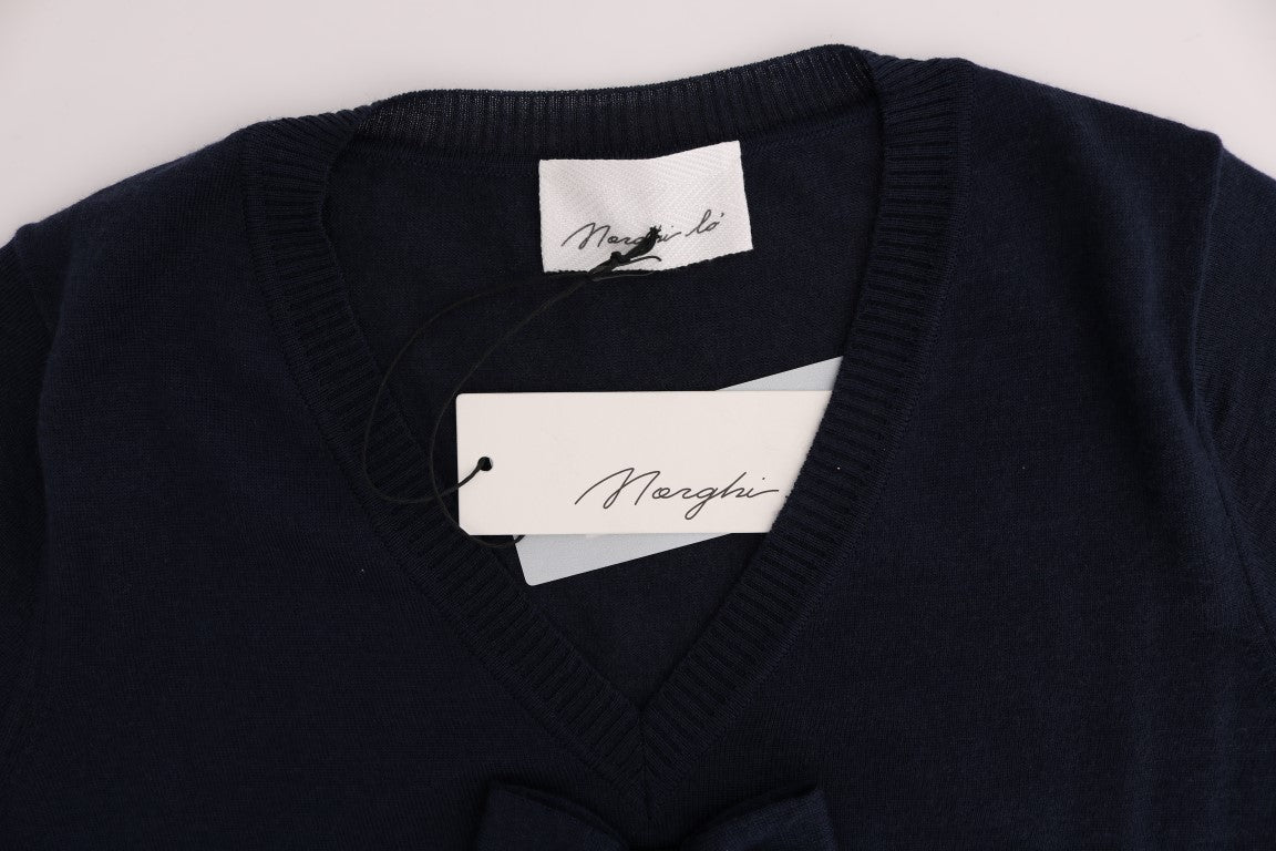 MARGHI LO' Women's Blue 100% Lana Wool Top – Luxury Italian Knitwear