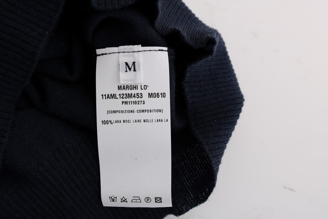 MARGHI LO' Women's Blue 100% Lana Wool Top – Luxury Italian Knitwear