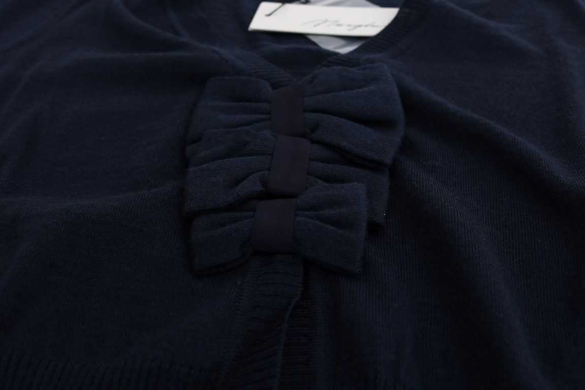 MARGHI LO' Women's Blue 100% Lana Wool Cardigan Sweater – Luxury Italian Knitwear