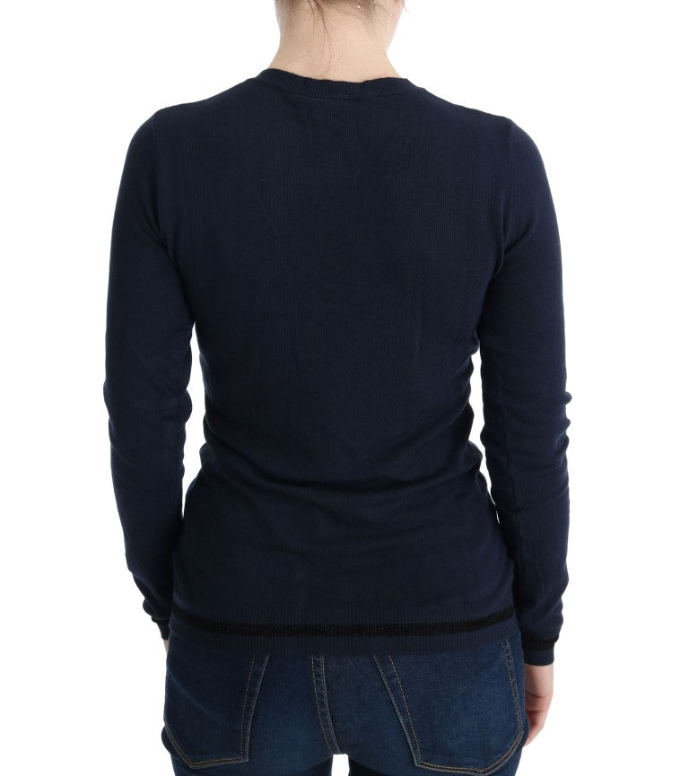 Costume National Blue V-neck Viscose Sweater