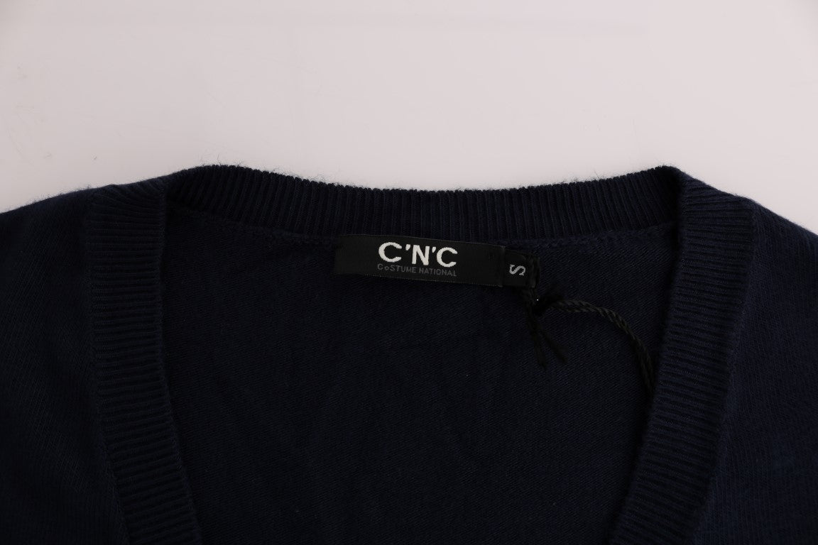 Costume National Blue V-neck Viscose Sweater