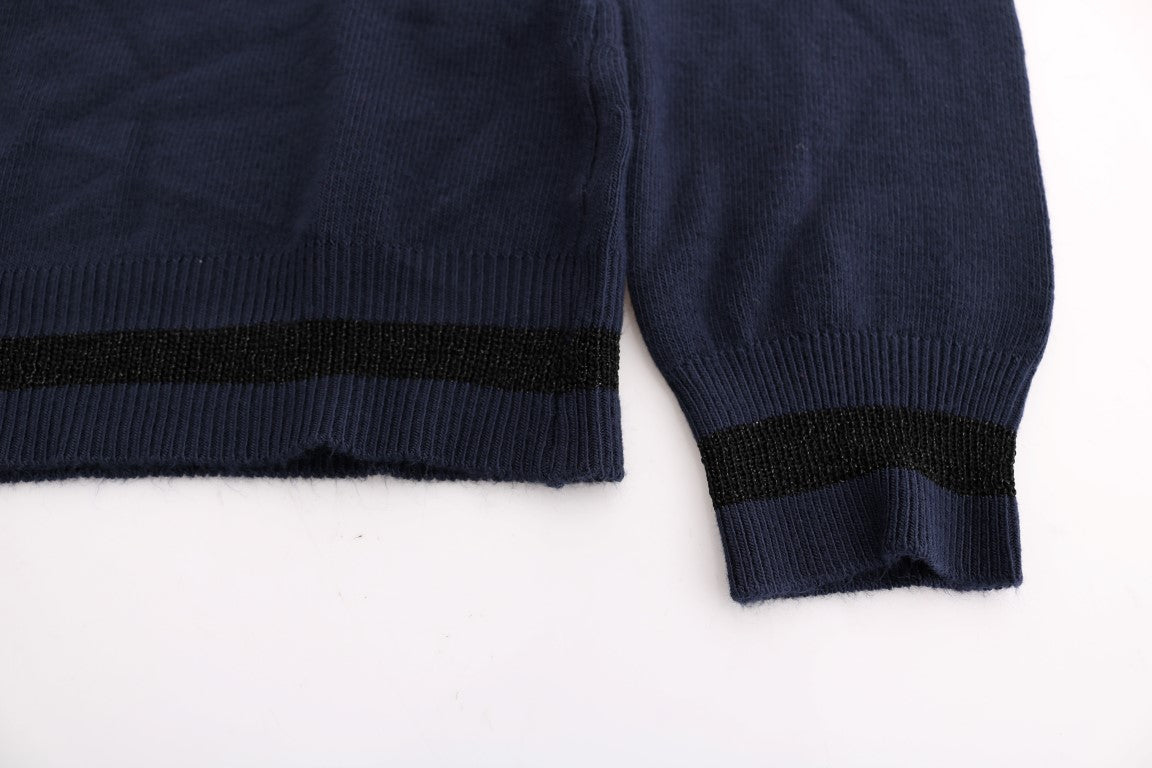 Costume National Blue V-neck Viscose Sweater