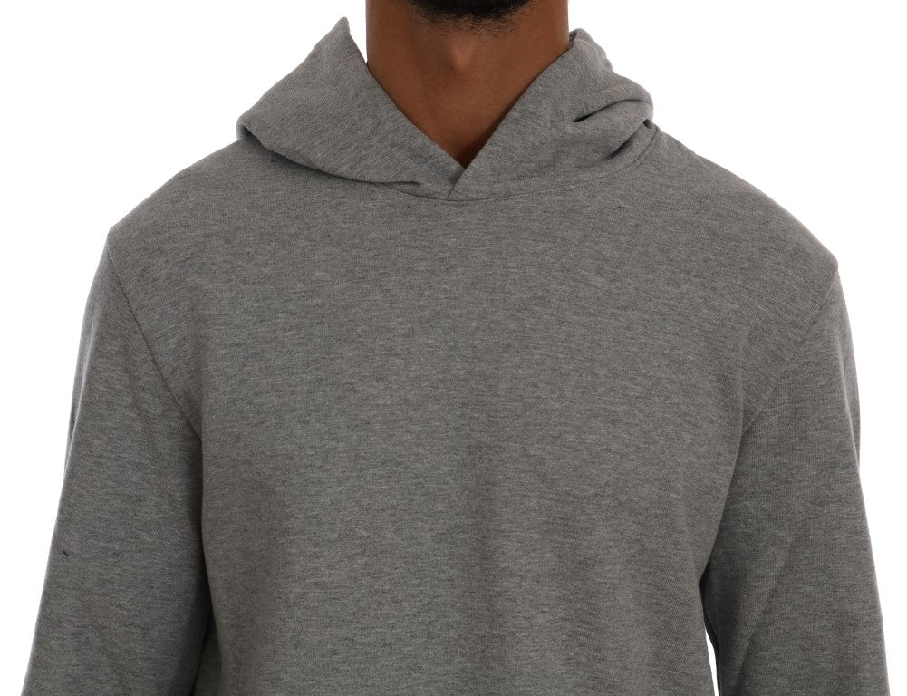 Daniele Alessandrini Gray Pullover Hodded Cotton Sweater