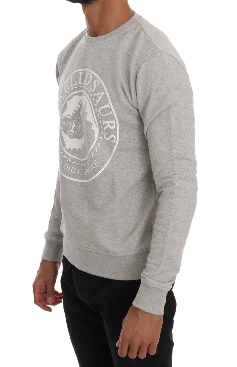 Frankie Morello Men's Gray Cotton Crewneck Pullover Sweater – Logo Detail