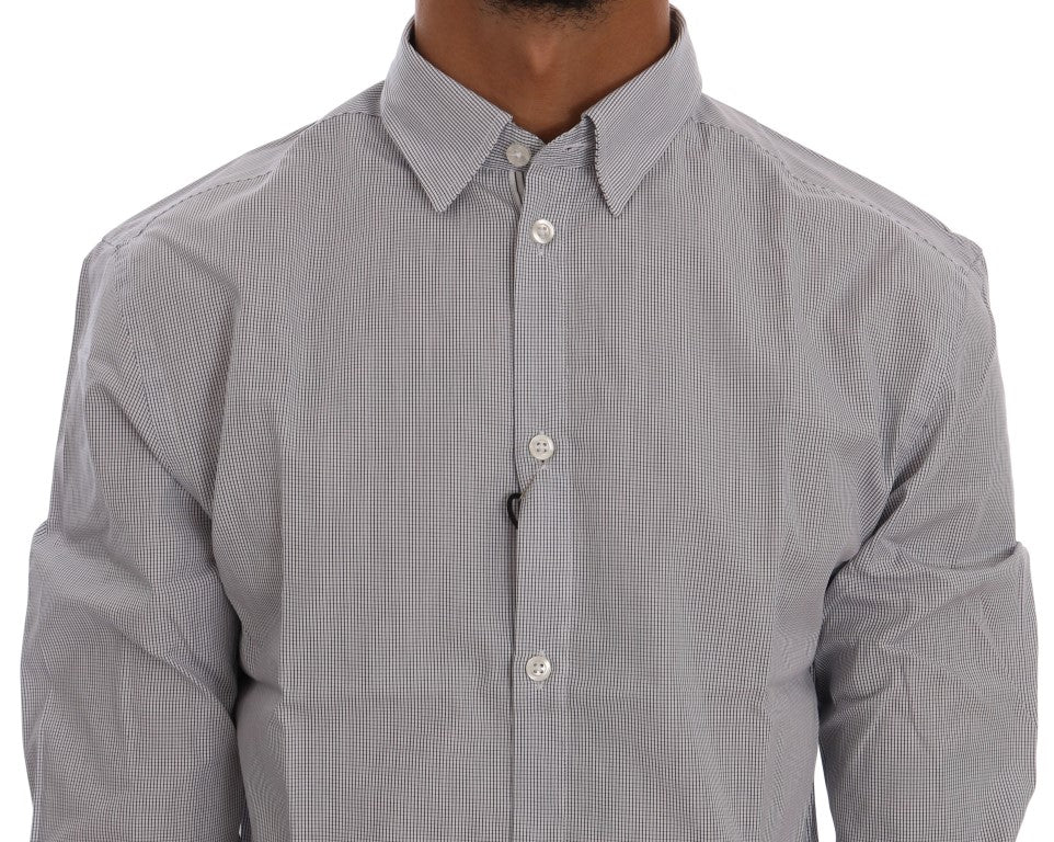 Frankie Morello Men's White & Blue Check Casual Cotton Regular Fit Shirt – Logo Detail