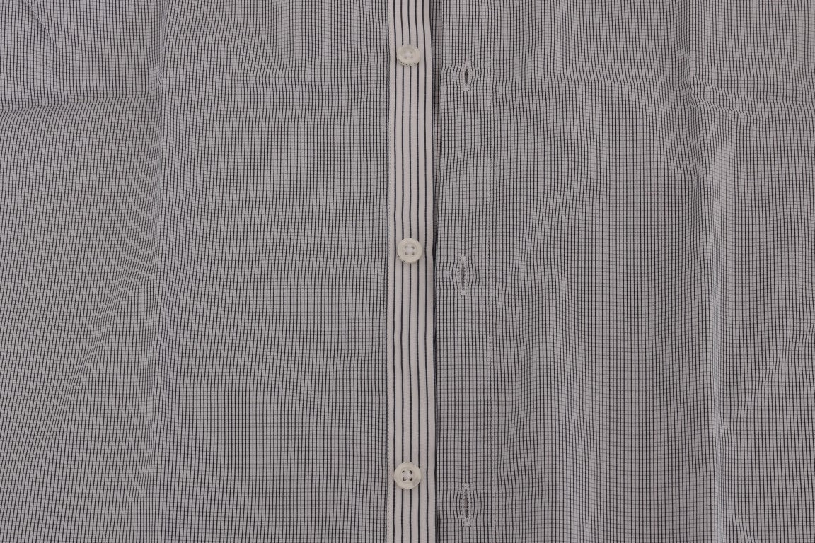 Frankie Morello Men's White & Blue Check Casual Cotton Regular Fit Shirt – Logo Detail