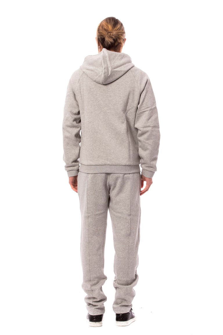 Billionaire Italian Couture Men's Gray Cotton Hooded Sweatsuit – Logo Detail, Zip Hoodie & Jogger Set