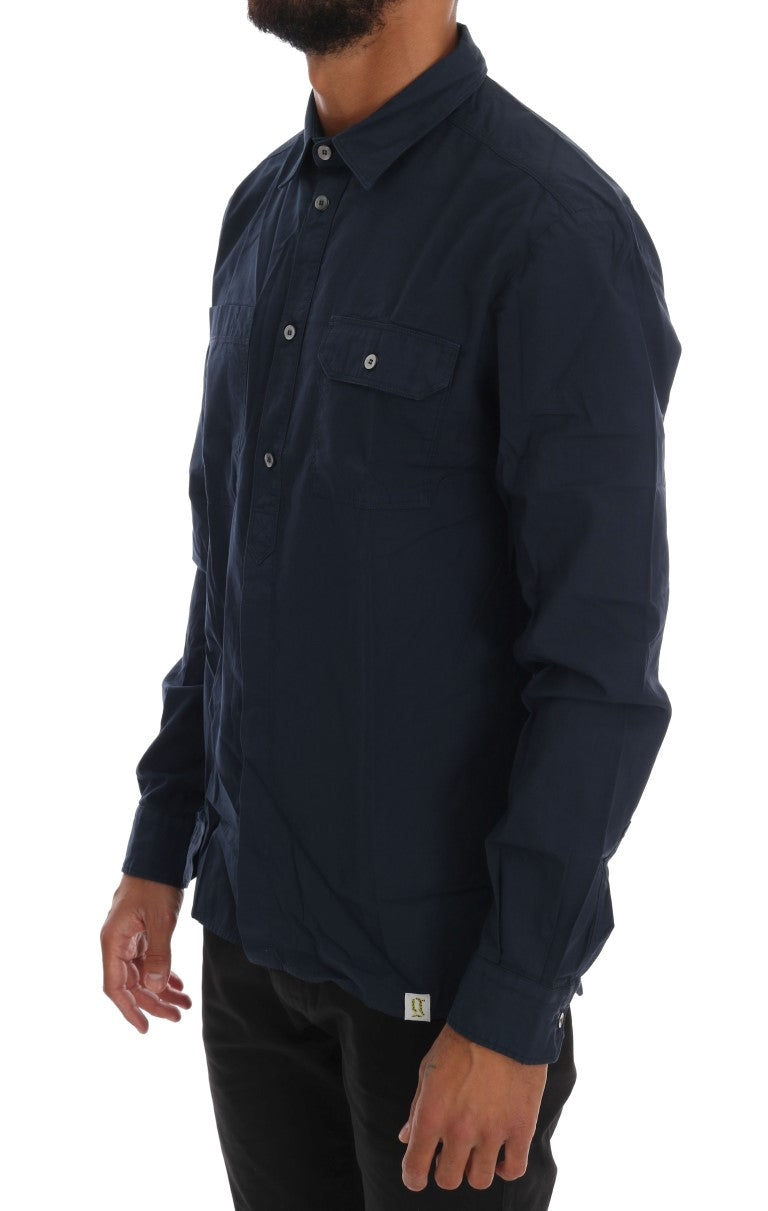 John Galliano Blue Casual Cotton Long Sleeve Shirt