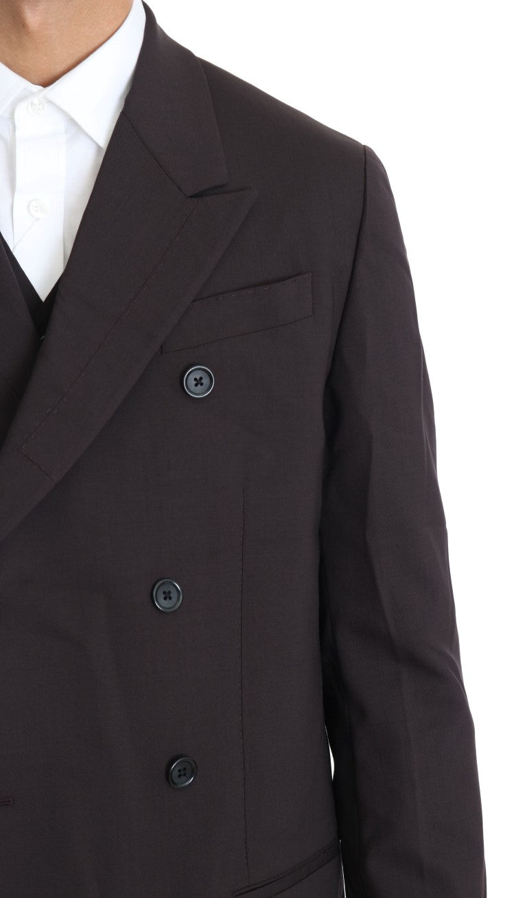 Dolce & Gabbana Bordeaux Wool Stretch Long 3 Piece Suit