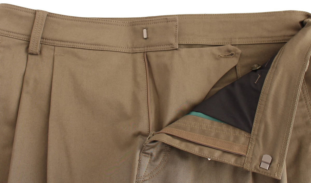 GF Ferre Green Cotton Stretch Comfort Fit Pants