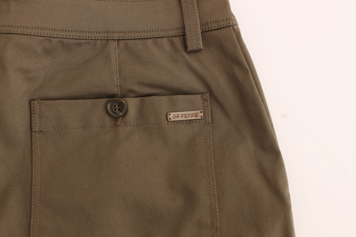 GF Ferre Green Cotton Stretch Comfort Fit Pants