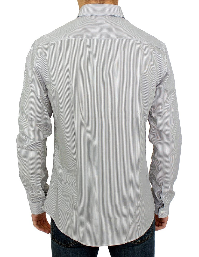 GF Ferre Gray Striped Cotton Casual Shirt