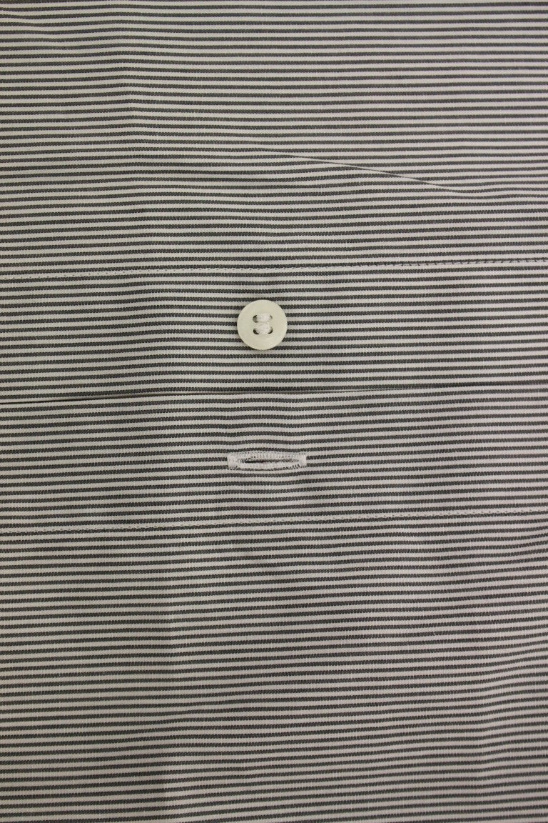 GF Ferre Gray Striped Cotton Casual Shirt