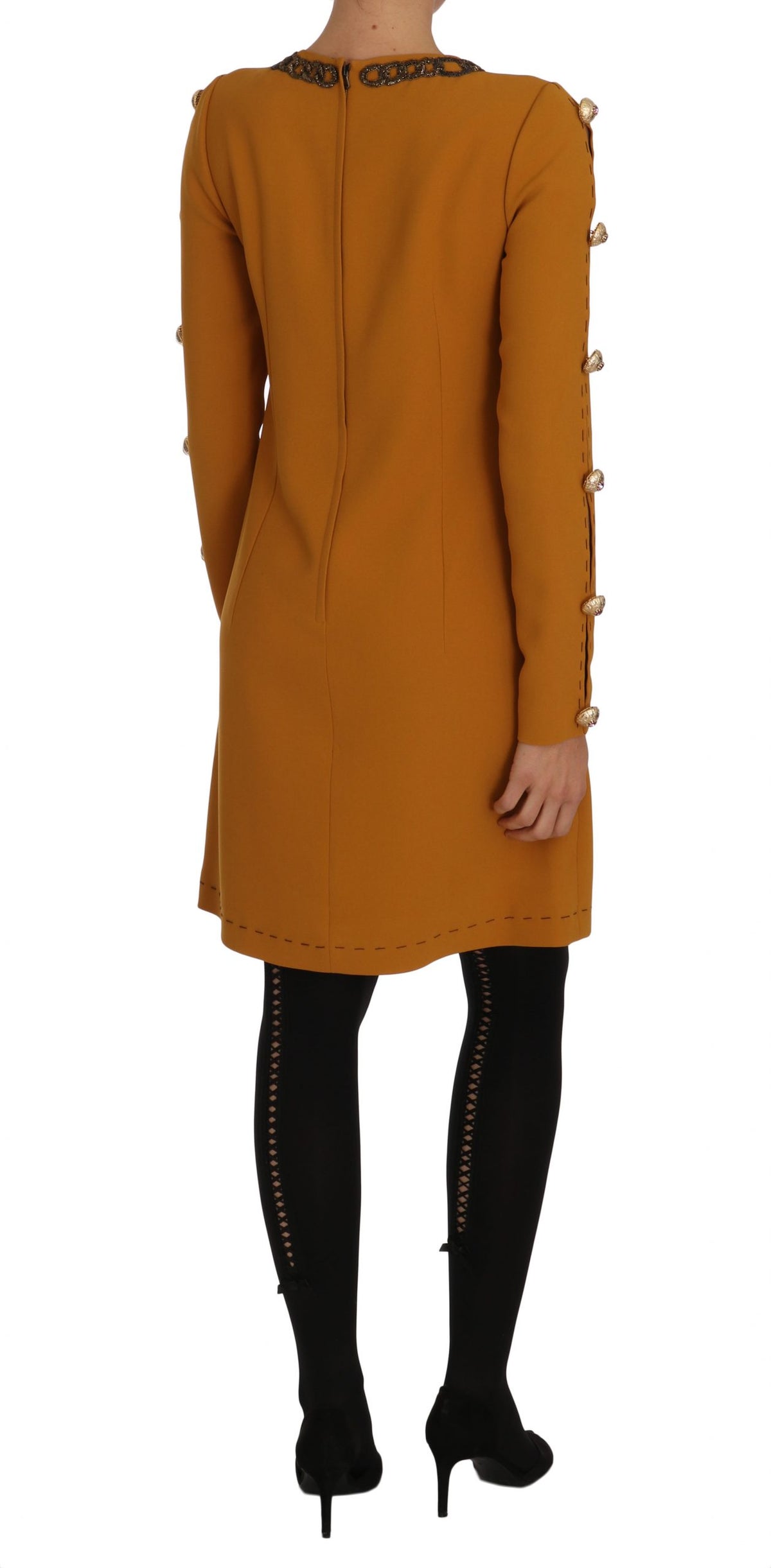 Dolce & Gabbana Brown Mini Crystal Embellished Dress