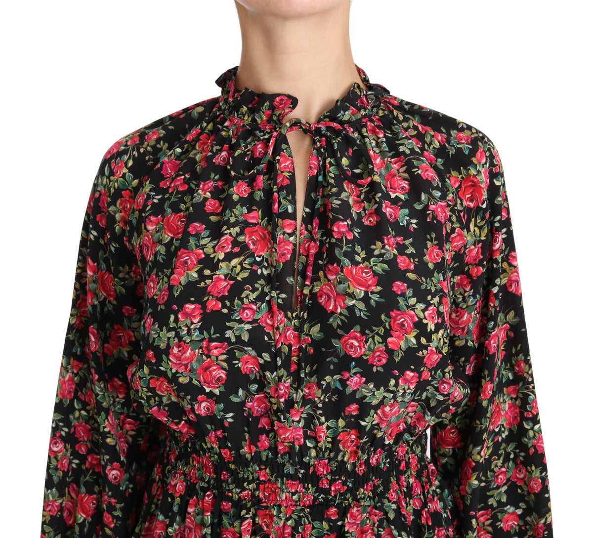 Dolce & Gabbana Black Rose Print Floral Shirt Top Blouse