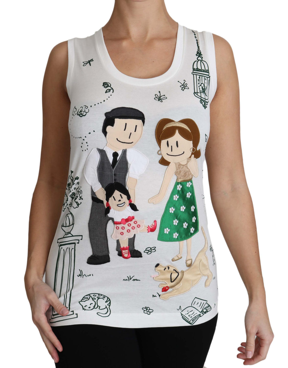 Dolce & Gabbana White Cotton #dgfamily Sleeveless Shirt Tank Top