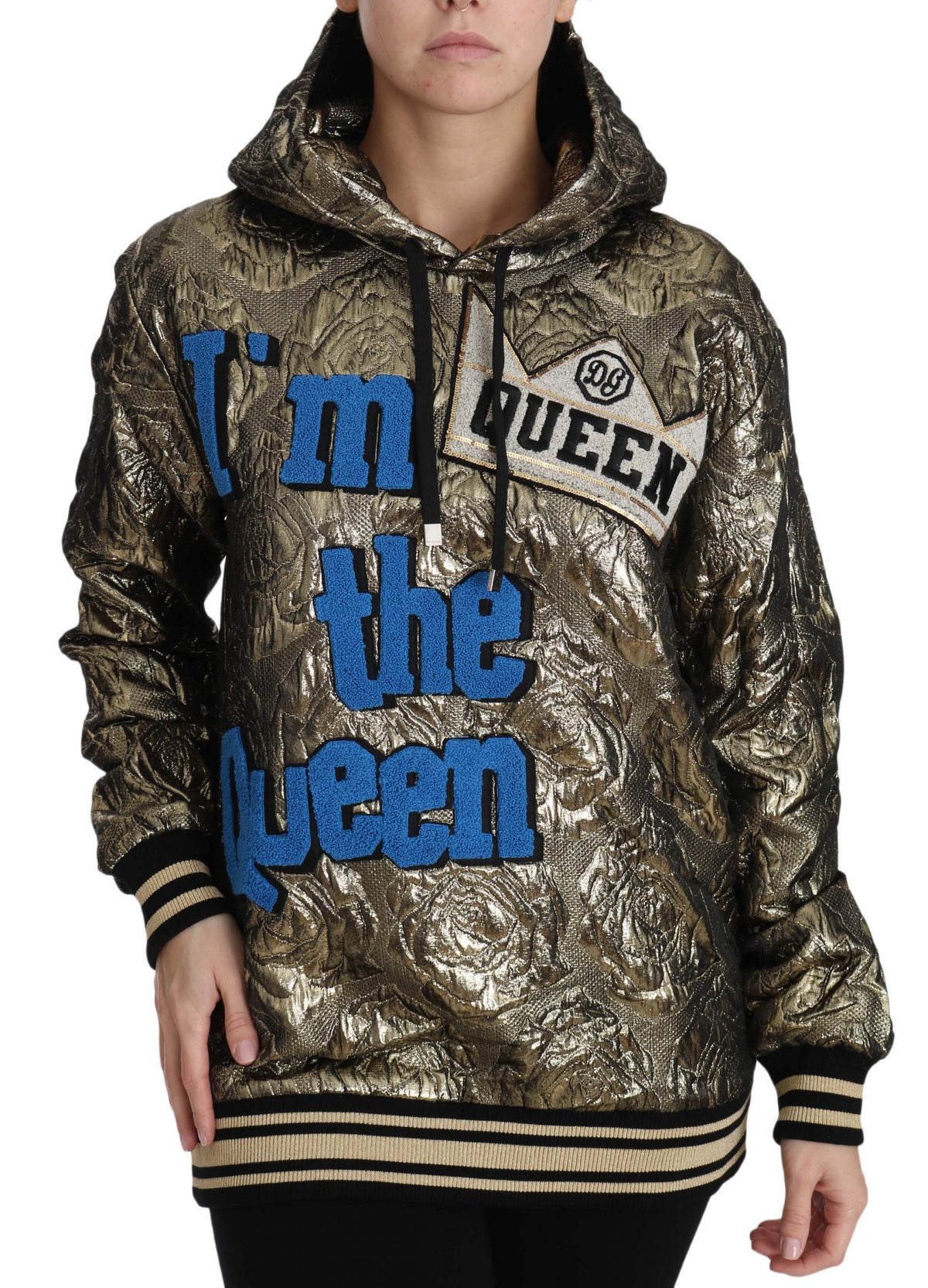 Dolce & Gabbana Im The Queen Jaquard Gold Sweatshirt Hoodie