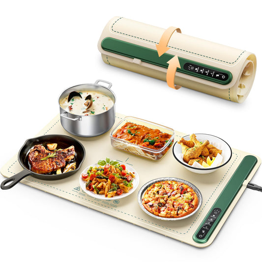 Electric Food Warming Mat — Foldable Silicone with Adjustable Temperature