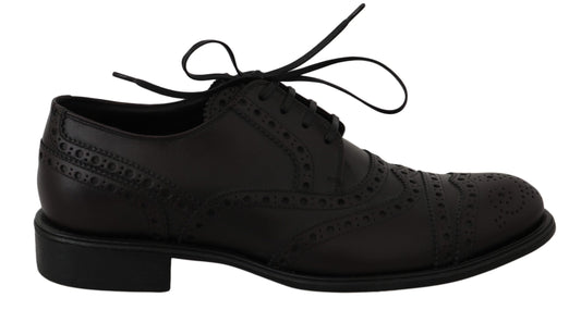Dolce & Gabbana Black Leather Wingtip Oxford Dress Shoes