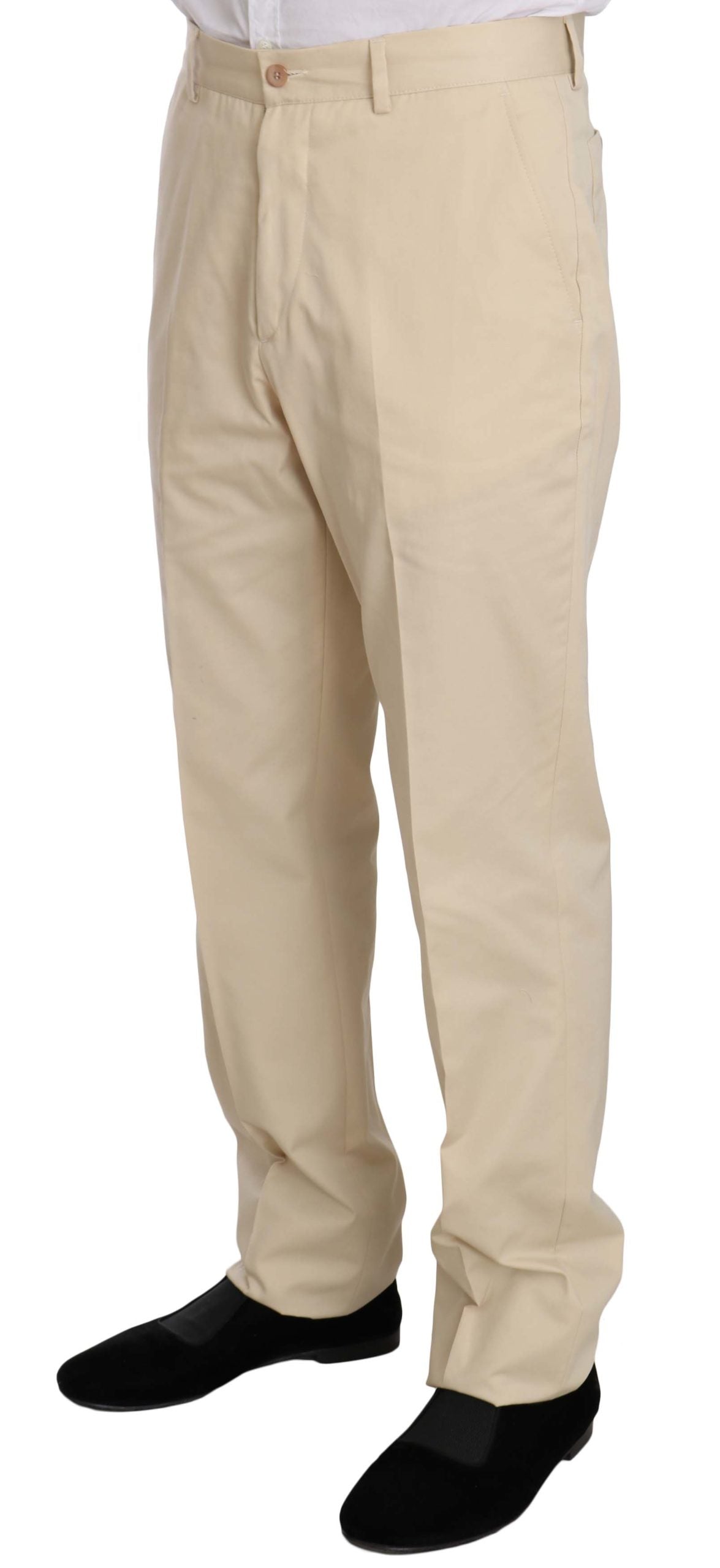 Romeo Gigli Men's Beige 3-Button Solid Cotton Two-Piece Suit – Made in Italy