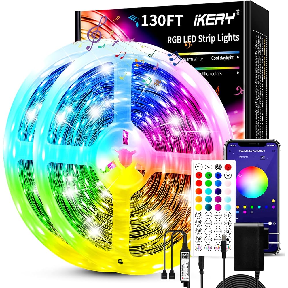 Music-Sync RGB LED Strip Lights — 5m Bluetooth App-Controlled