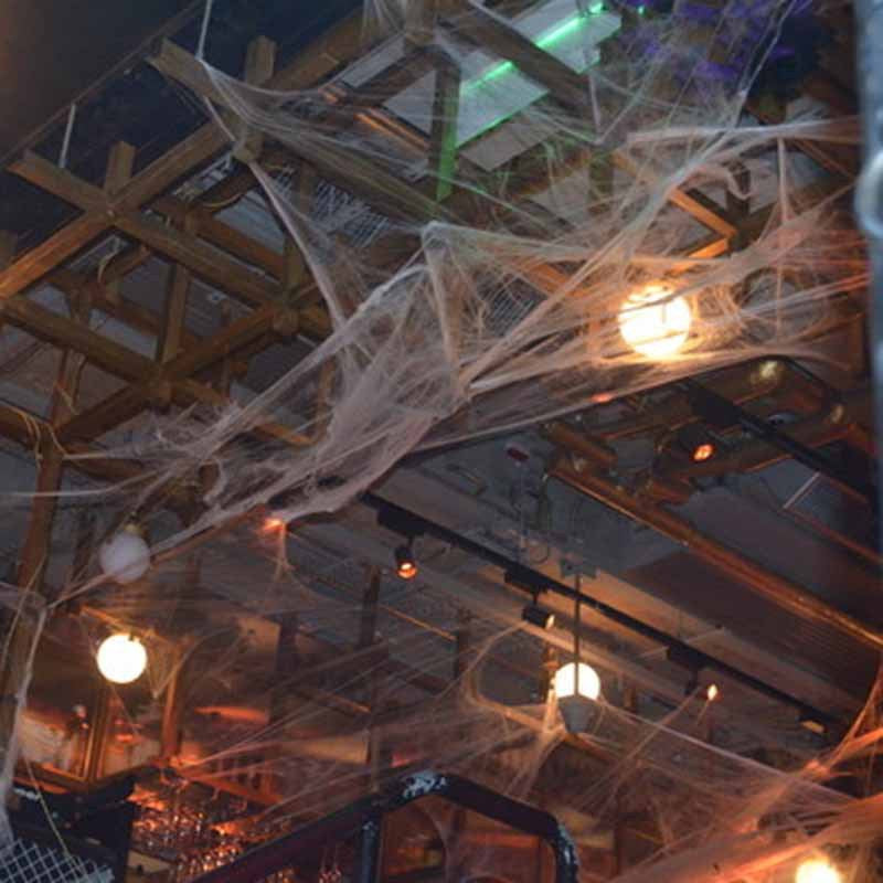 Stretchy Spider Web Halloween Decoration with Mini Spiders – Scary Party Prop