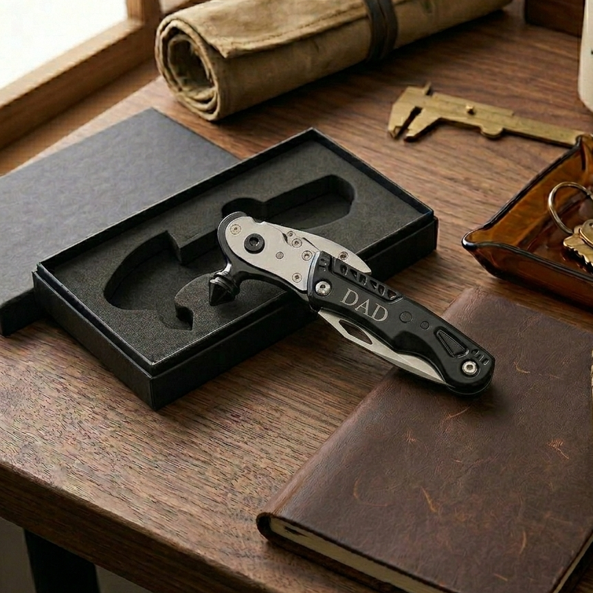 Emergency Glass Breaker Multi-Tool - 9-in-1 Car Safety Tool with LED & Gift Box