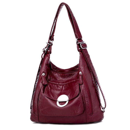 Annmouler Large Capacity Soft PU Shoulder Bag – Crossbody Tote Purse for Women