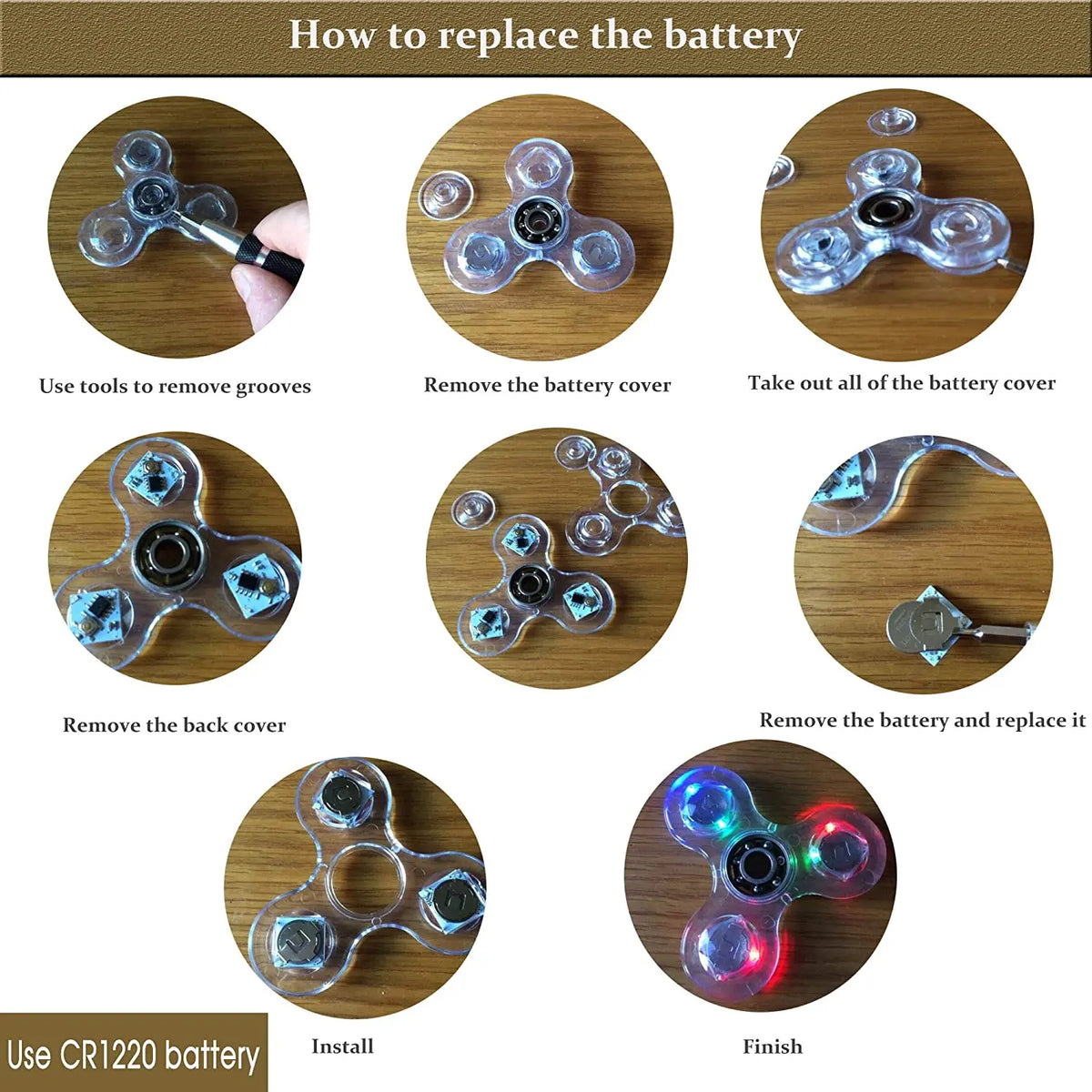Crystal Luminous LED light Fidget Spinner Hand Top Spinners Glow in Dark EDC Stress Relief Toys Kinetic Gyroscope for Childre