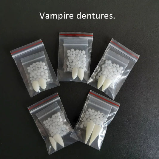 Heat-Mold Resin Vampire Fang Teeth – DIY Custom-Fit Halloween Costume Fangs for Cosplay, Witch & Horror Looks (With or Withou