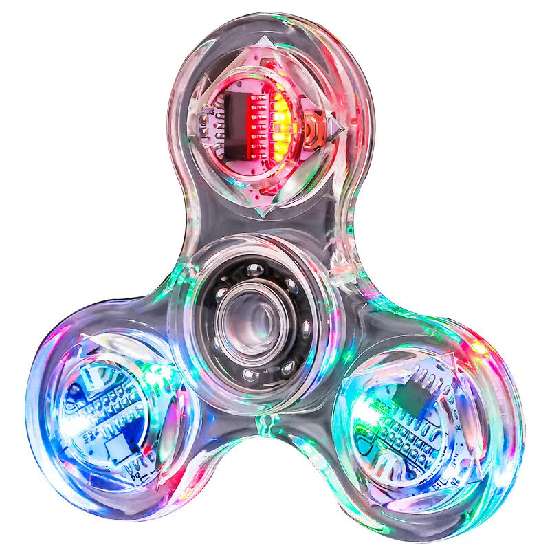 Crystal Luminous LED light Fidget Spinner Hand Top Spinners Glow in Dark EDC Stress Relief Toys Kinetic Gyroscope for Childre