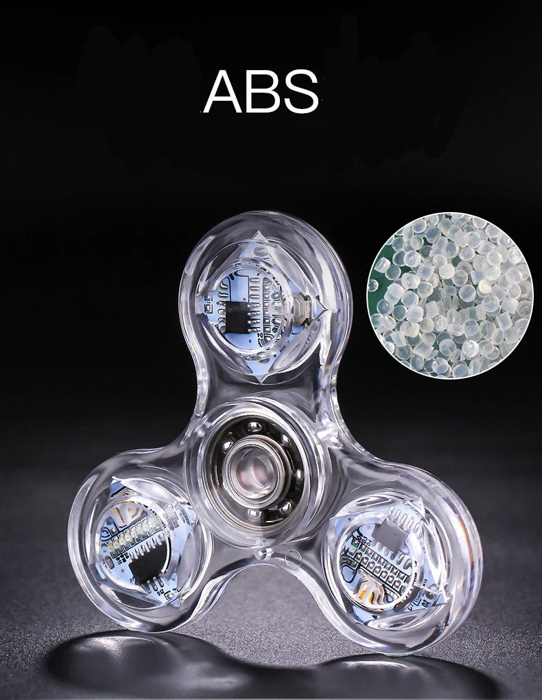 Crystal Luminous LED light Fidget Spinner Hand Top Spinners Glow in Dark EDC Stress Relief Toys Kinetic Gyroscope for Childre