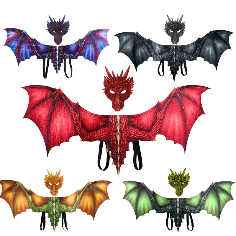 Dragon Cosplay Mask & Wings Set – Adult Dinosaur Halloween Costume for Carnival, Masquerade & Cosplay Events