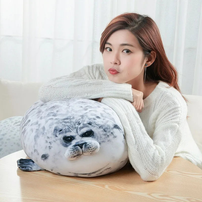 Angry Blob Seal Pillow – Chubby 3D Plush Stuffed Animal Toy