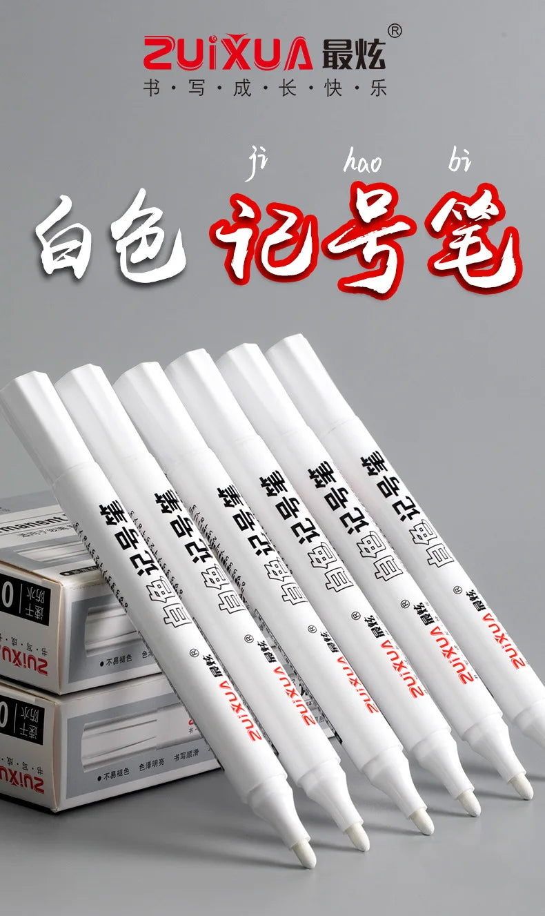 1/3/5 Pcs White Marker Pens 2.0mm Oily Waterproof White Gel Pen DIY Graffiti Sketching Markers Stationery Wrting School Suppl