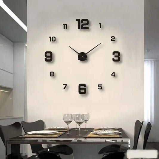 Creative Frameless DIY Wall Clock - Silent Wall Decal Clock for Living Room, Office & Home Decor