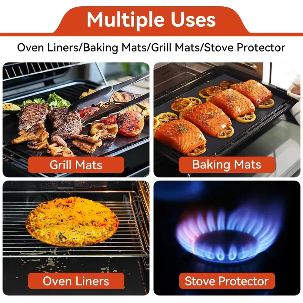 Non-Stick Oven Liner & BBQ Grill Mat – Reusable & Easy to Clean