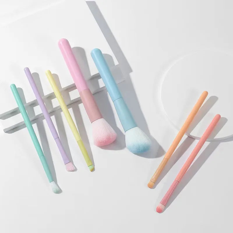 7-Color Makeup Brush Set – Loose Powder, Contour, Eyeshadow & Eyebrow Brushes