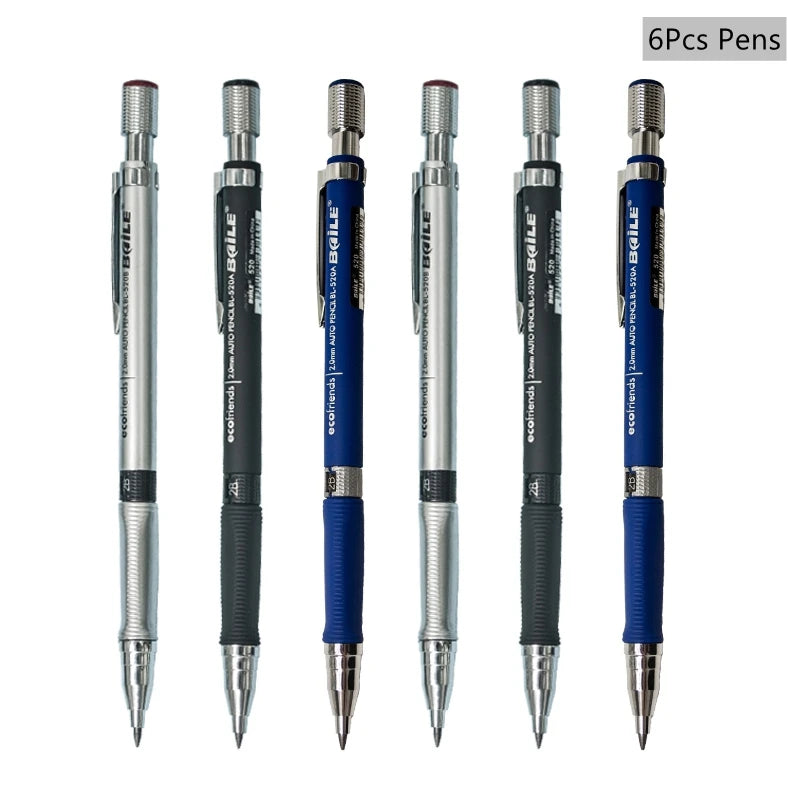 2.0mm Mechanical Pencil Set with 2B Lead Refills – Black & Colour Leads for Writing, Sketching, Drawing & Art (Pencil Sets & Refill Packs)