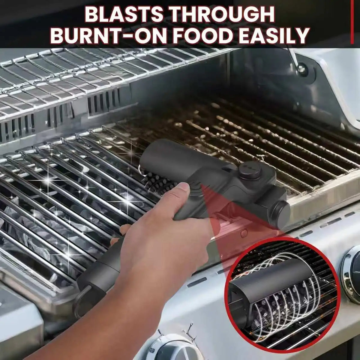 Electric Grill Scrubber Brush – 4000mAh Rechargeable, 3-Speed Rotating Cleaning Head