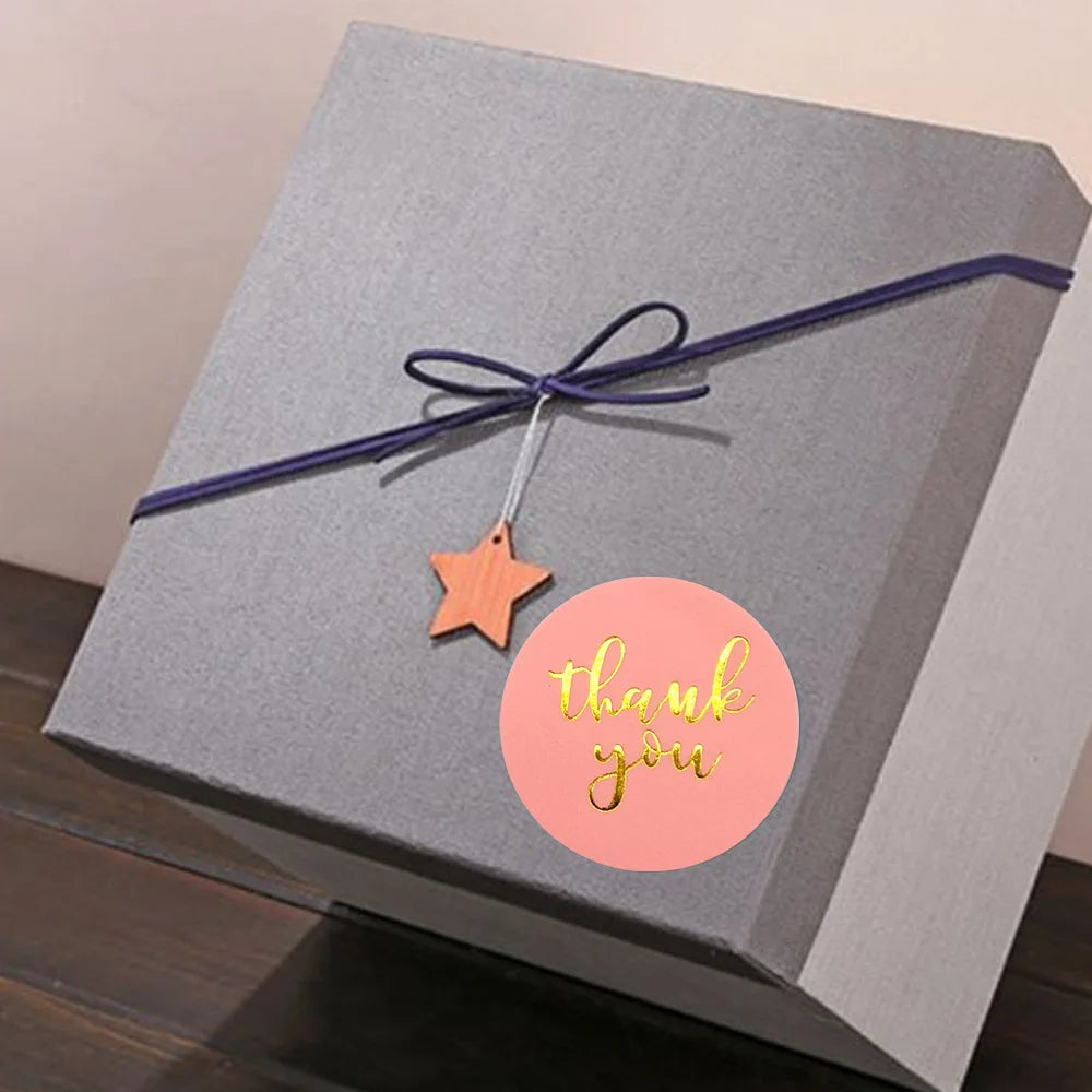 "Thank You" Round Stickers – 1 inch Envelope Seal Labels for Packaging, Weddings, Party Favours & Handmade Gifts (50–500pcs, Multiple Designs)
