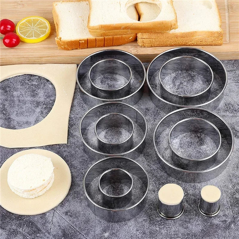 Stainless Steel Round Biscuit & Cookie Cutter Set — 3/5PCS