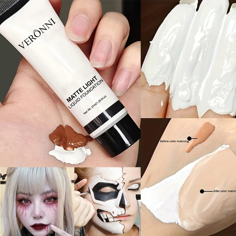 Pure White Liquid Foundation for COS Stage Makeup Long-lasting Concealer Mixable Pure White Foundation Adjuster Lighten&Brigh