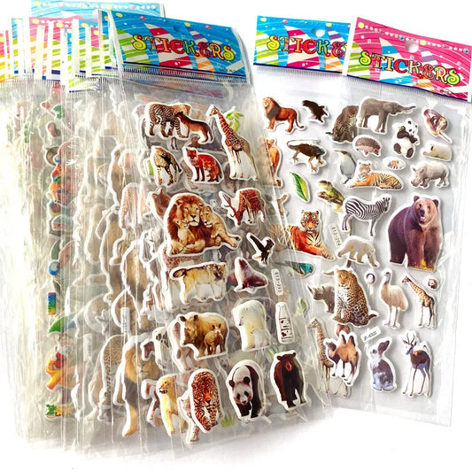 3D Puffy Animal Stickers – 10 Sheets Bulk Pack for Scrapbooking, Journaling & Kids’ Gift Decorating (Ages 6+)