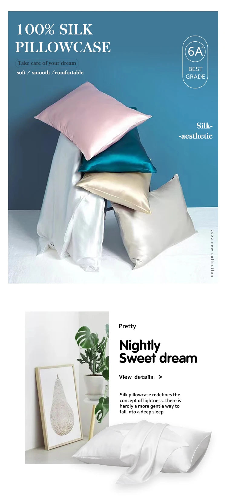 100% Mulberry Silk Pillowcase - OEKO-TEX Certified