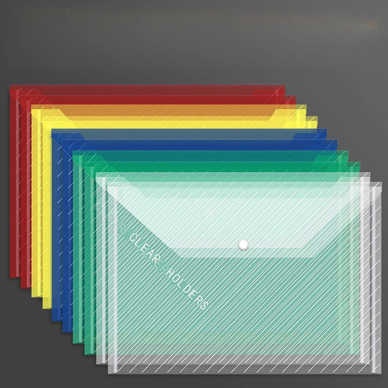 A4 Colourful Twill File Bags – Thickened Waterproof Snap-Close PP Storage Bags for Documents, Test Papers & Books (10 or 20-P