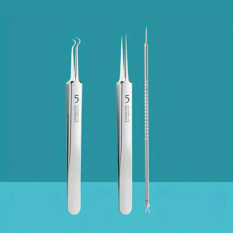 Stainless Steel Skin Care Tool Set – Blackhead & Pimple Remover Kit (4, 7 or 8 Piece)