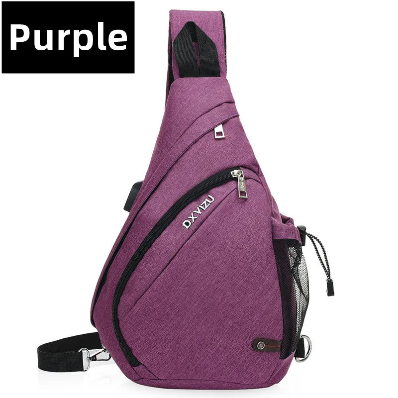 Unisex Sling Chest Bag with USB Charging Port – Crossbody Travel & Sports Bag