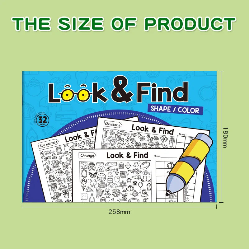 Children’s Search & Find Activity Book – Visual Perception, Colouring, Focus & Handwriting Exercises for Kids (32 Pages)